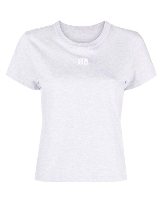 Alexander Wang White Essential Jsy Shrunk T-Shirt W/Puff Logo & Bound Neck