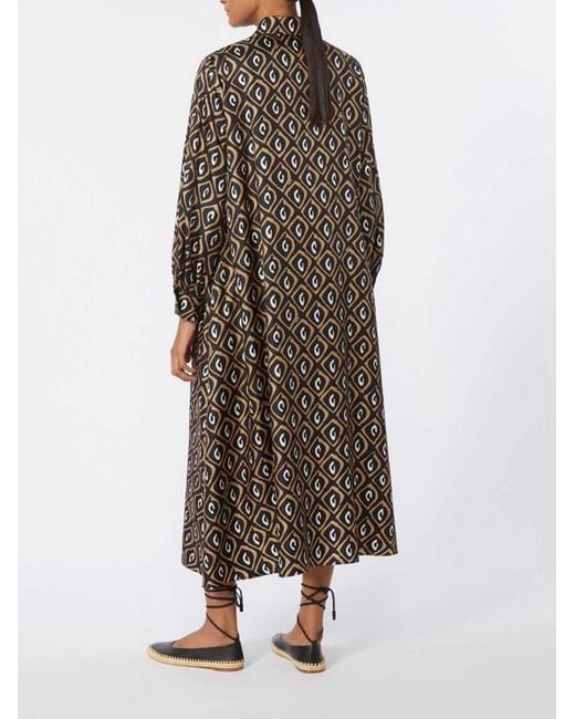 Max Mara Black Printed Silk Twill Shirt Dress