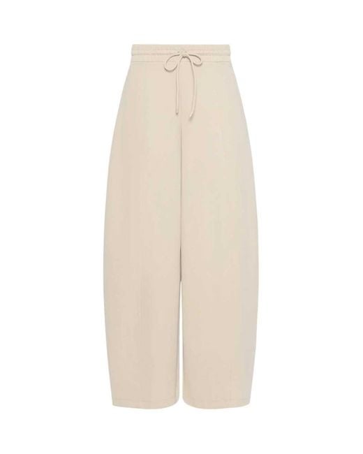 Max Mara White Technical Cotton Jersey Barrel-Leg Trousers
