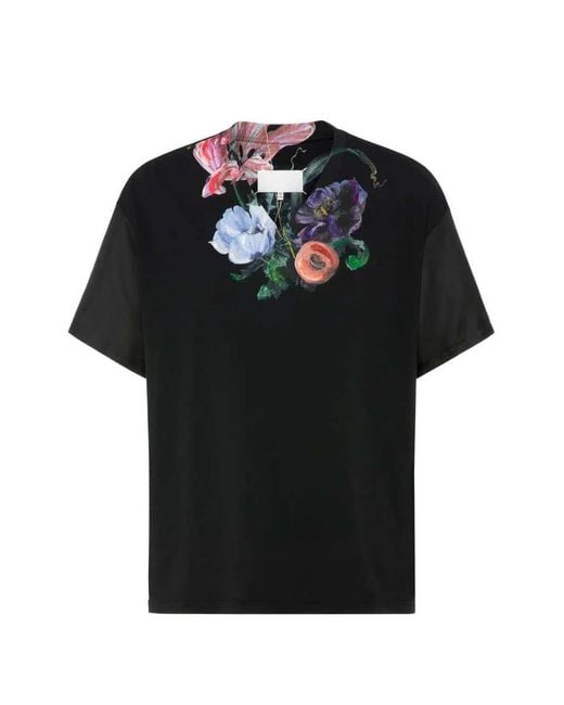 Maison Margiela Black Floral T-Shirt for men