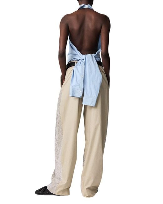 Crystal Hotfix Balloon Trouser di Stella McCartney in White