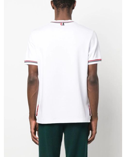 T-Shirt Girocollo Con Applicazione di Thom Browne in White da Uomo
