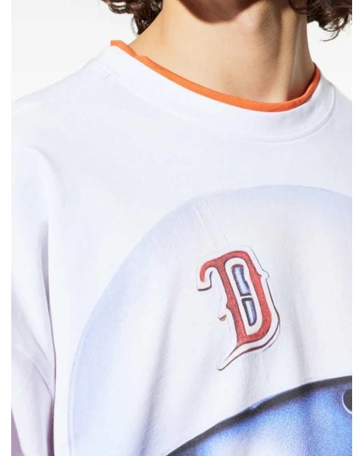 PDF Blue Crew-Neck T-Shirt With Print for men