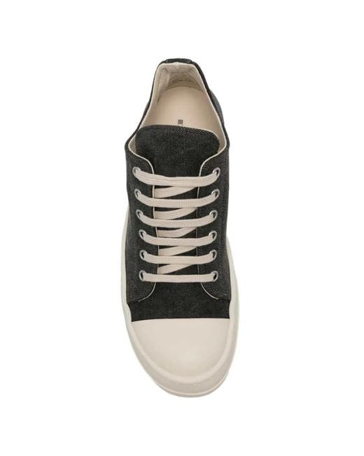 Rick Owens Black Low-Top Canvas Sneakers