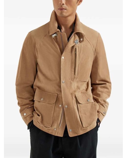 Brunello Cucinelli Brown Suede Jacket for men