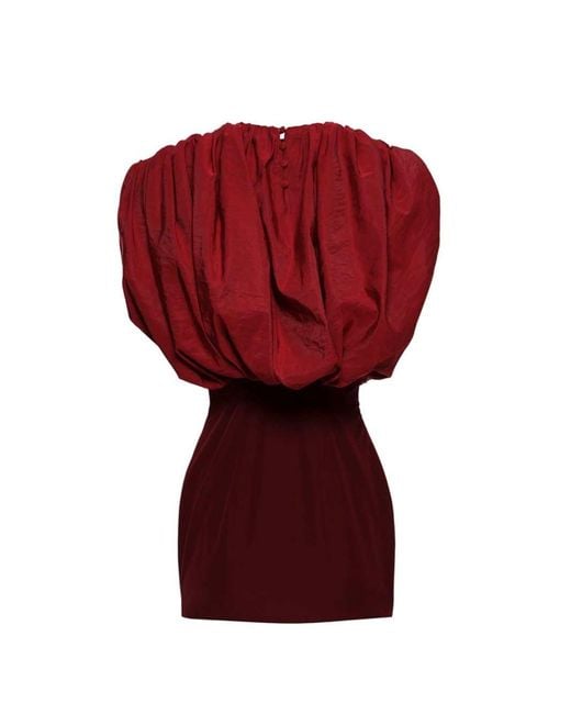 Magda Butrym Red Mini Dress With Ruched Bodice