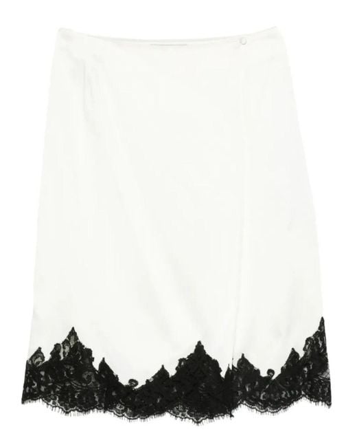 Stella McCartney Black Jupe Midi En Satin Avec Dentelle