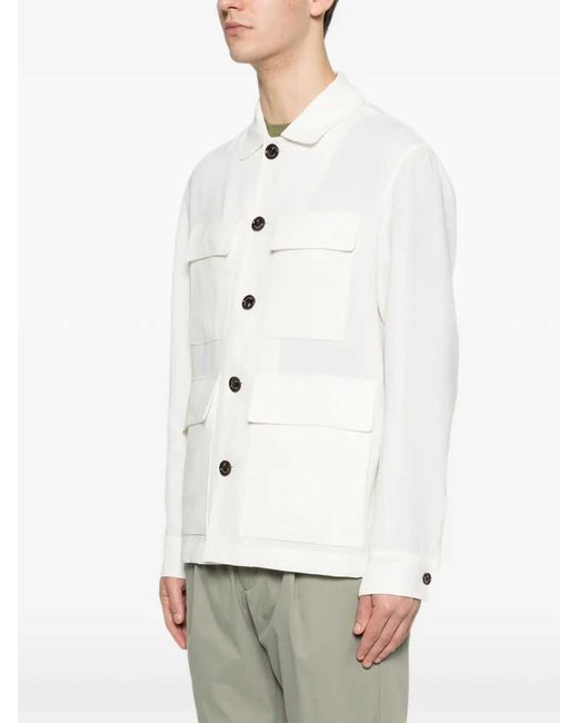 Montecore White Shirt Jacket With Buttons And Pockets for men