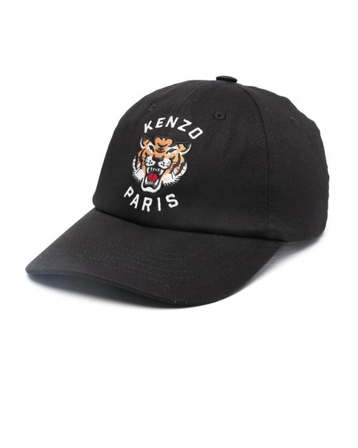 KENZO Black Baseball Hat With Embroidery for men
