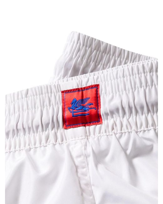 Etro White Swim Shorts With Floral Print for men