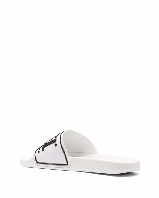 DIESEL White Sa-Mayemi Cc Slides With Logo for men