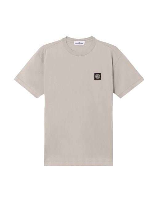 Stone Island White Logo-Patch T-Shirt for men