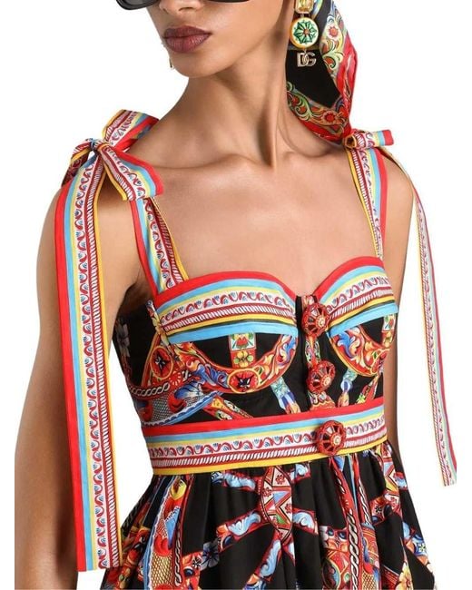Dolce & Gabbana Red Printed Poplin Dress