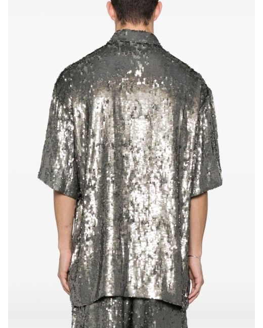 Dries Van Noten Gray Loose Short-Sleeved Shirt for men
