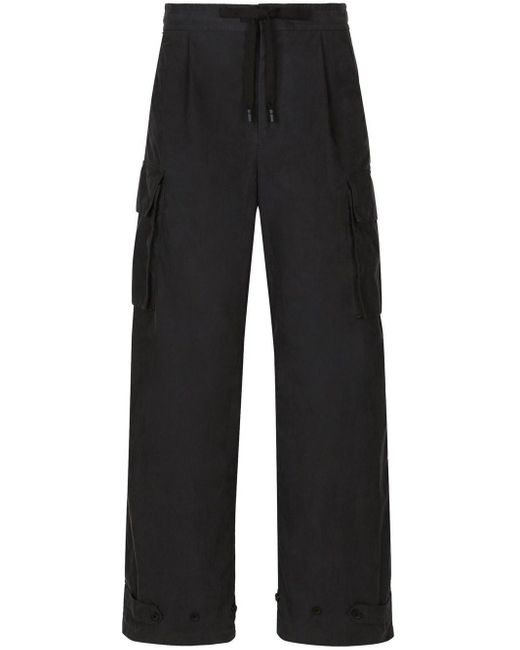 Dolce & Gabbana Black Cotton Cargo Trousers for men
