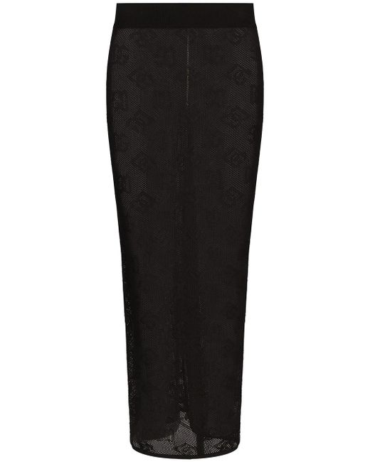 Dolce & Gabbana Black Dg Jacquard Midi Skirt