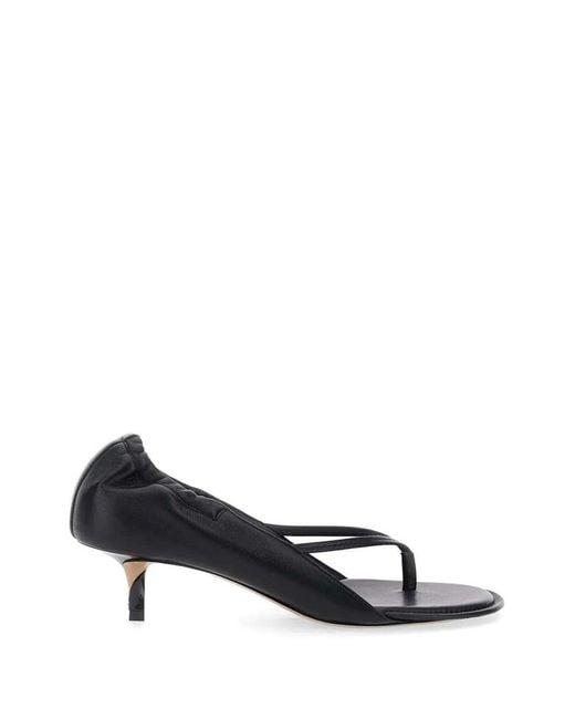Jacquemus White Gathered Leather Sandals