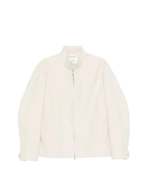 Lardini White Linen Jacket With Zipper for men