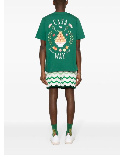 T-Shirt Casa Way Con Stampa di Casablancabrand in Green da Uomo