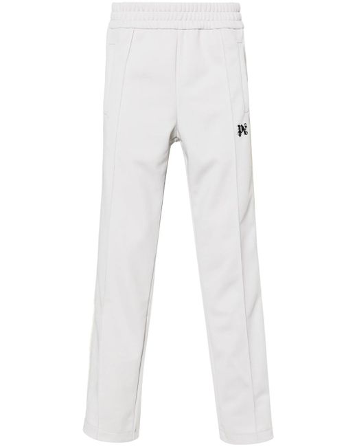 Palm Angels White Trackpants With Monogram Embroidery for men