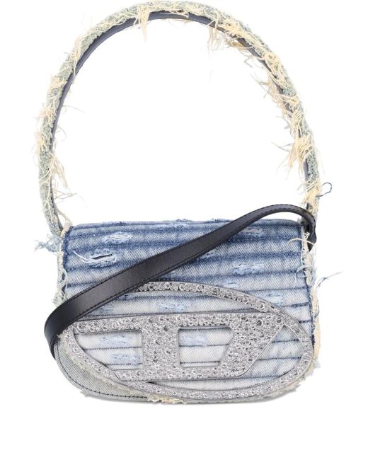 DIESEL 1Dr Denim Shoulder Bag With Crystals in Blue Lyst