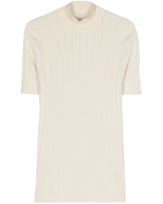 Malo White Ribbed Knit Top