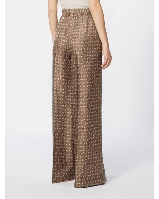 Max Mara Brown Printed Silk Pants