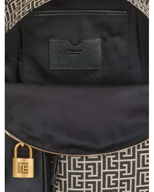 Balmain Gray Pulse Backpack With Jacquard Monogram for men