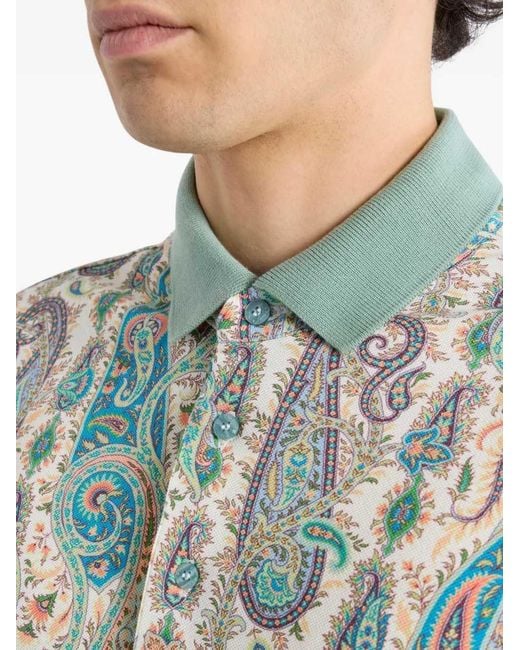 Polo Di Cotone di Etro in White da Uomo