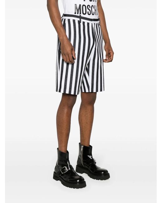 Moschino Black Striped Chino Shorts for men