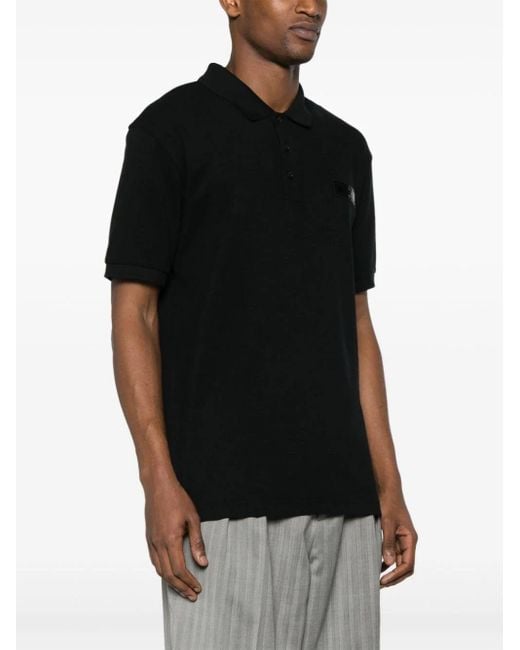 Moschino Black Polo Shirt With Patch for men