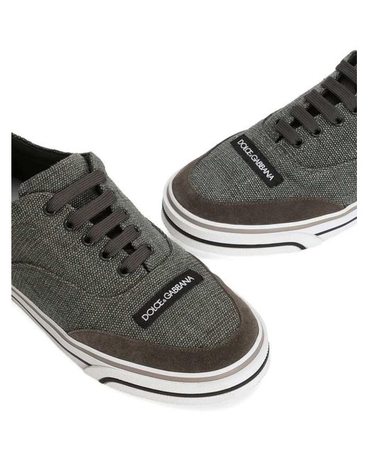 Dolce & Gabbana Gray Sailing Linen Sneakers for men