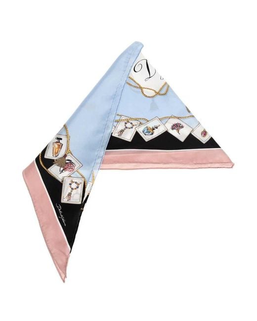 Dolce & Gabbana Blue Dolce & Gabbana Printed Silk Scarf