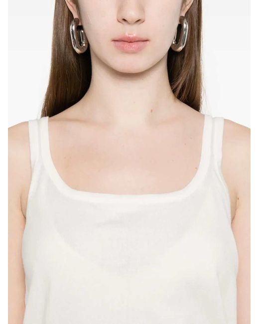 Max Mara White Pumano Tank Top With Wide Neckline