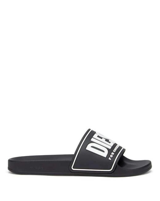 DIESEL White Sa-Mayemi Cc Slides With Logo for men