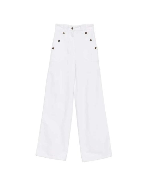 Max Mara White Wide-Leg Trousers