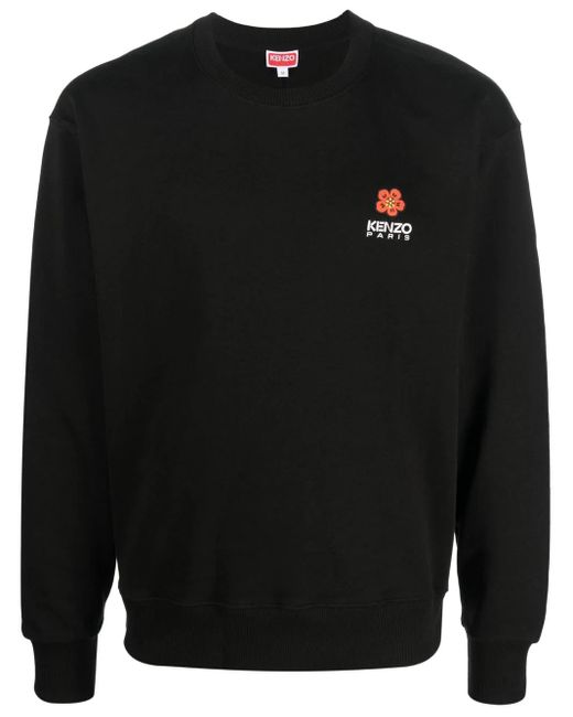 KENZO Black Cotton Sweatshirt With Logo Print for men