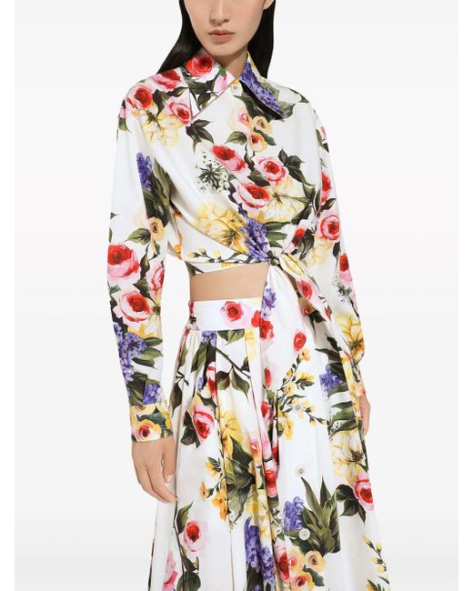 Dolce & Gabbana Multicolor Floral Crop Shirt