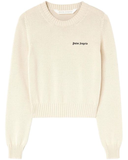 Palm Angels Natural Sweater With Embroidery