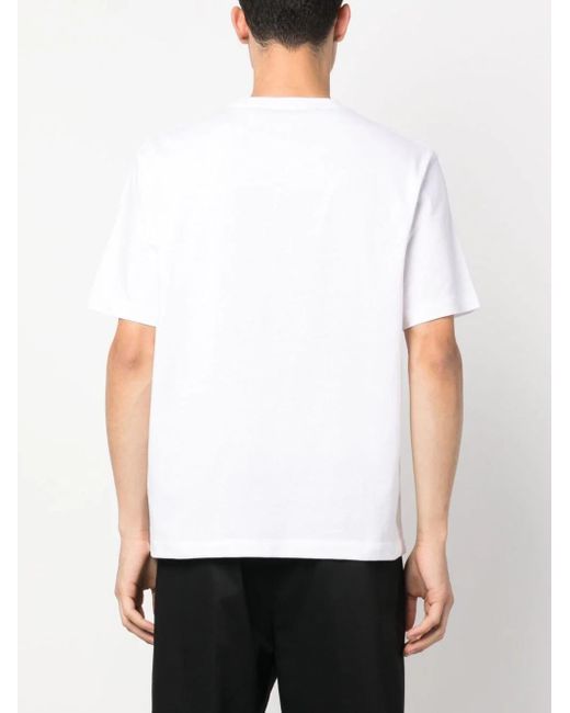 Palm Angels White Logo-tape Cotton T-shirt for men