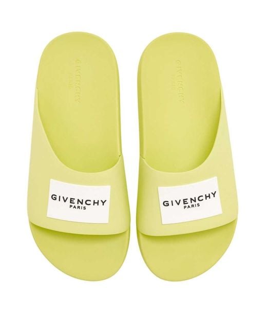 Givenchy Yellow Logo Slide Sandals for men