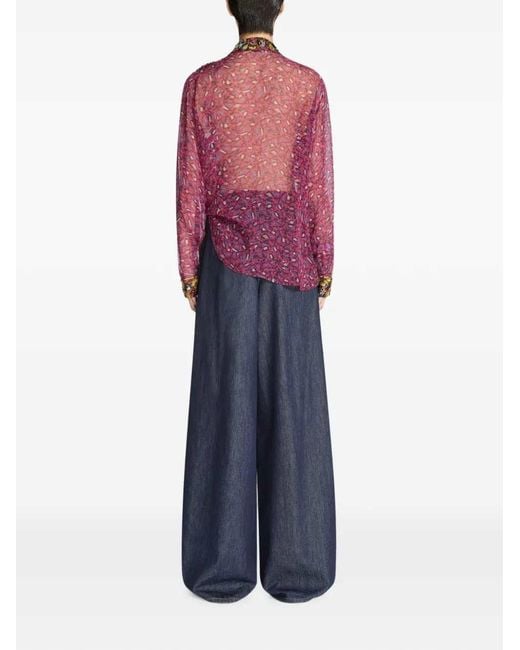 Dries Van Noten Purple Embroidered Shirt