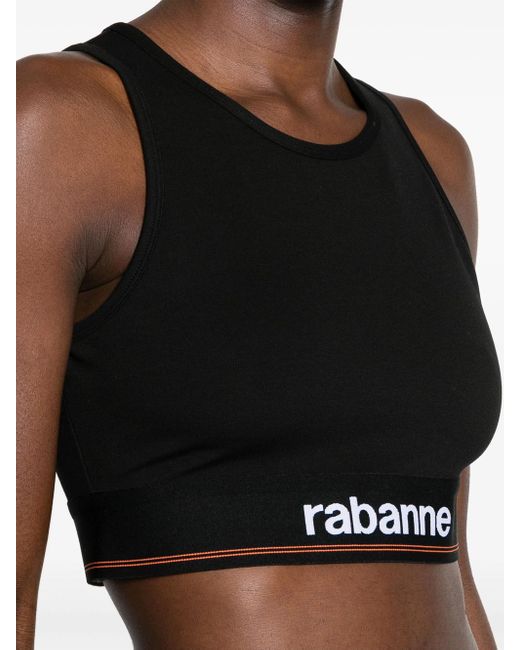 Rabanne Black Sports Bra With Logo Band