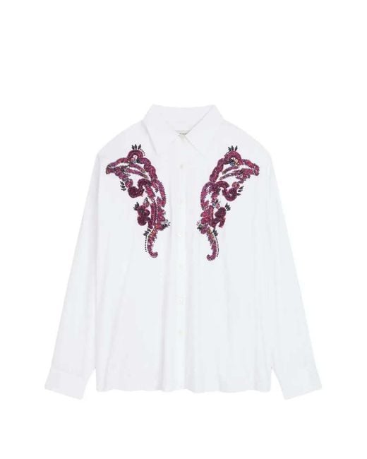 Dries Van Noten White Embroidered Cocoon Shirt