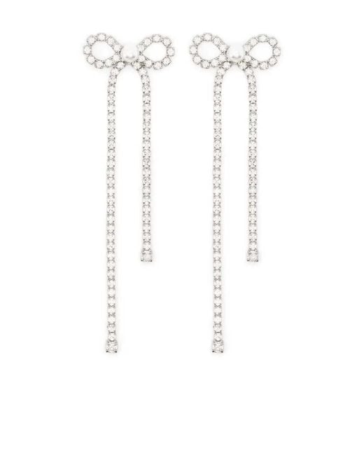 Self-Portrait White Crystal Drop Earrings