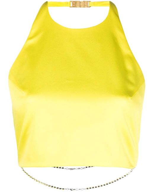 Gcds Yellow Cropped Top With Rhinestones