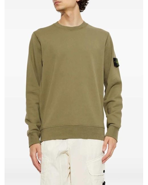 Stone Island Green Logo-Patch Sweater for men