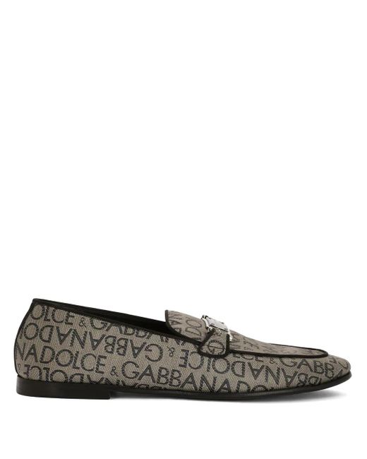 Dolce & Gabbana Gray Slippers With Logo Plaque for men