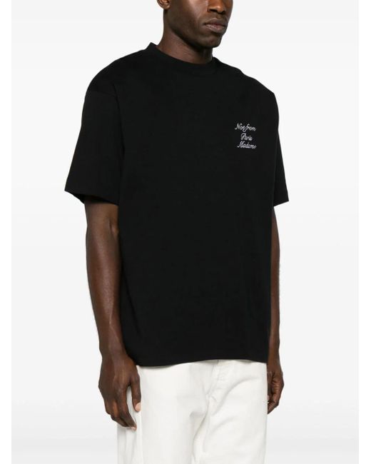 Drole de Monsieur Black T-Shirt With Embroidery for men