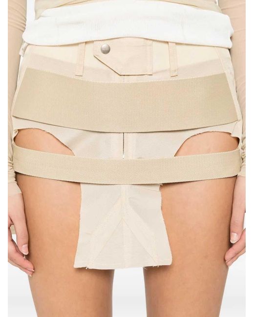 Rick Owens Natural Skirt With Layered Straps And Temple Cutout